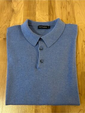 Paul Fredrick Light Blue Knit Polo Shirt